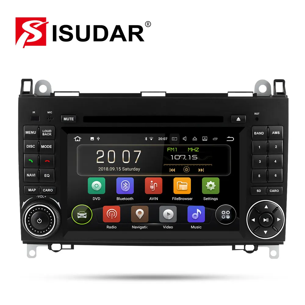 Isudar автомобильный мультимедийный плеер gps Android 9 2 Din DVD Automotivo для Mercedes/Benz/Sprinter/B200/B