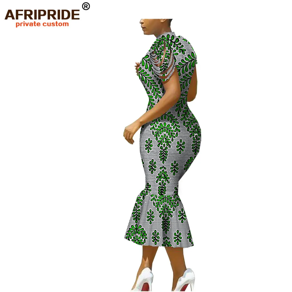 Afripride, африканские платья для женщин, сделанные на заказ, открытые рукава, длина до середины икры, женское Хлопковое платье-труба A1825099 - Цвет: 569J