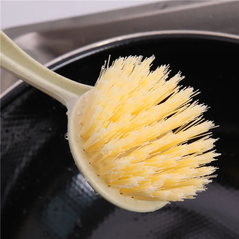 Wheat Straw Pot Brush Dishwashing Brush Kitchen Supplies Hangable Long Handle Non-Stick Oil Household Cleaning Kitchen Tools images - 6