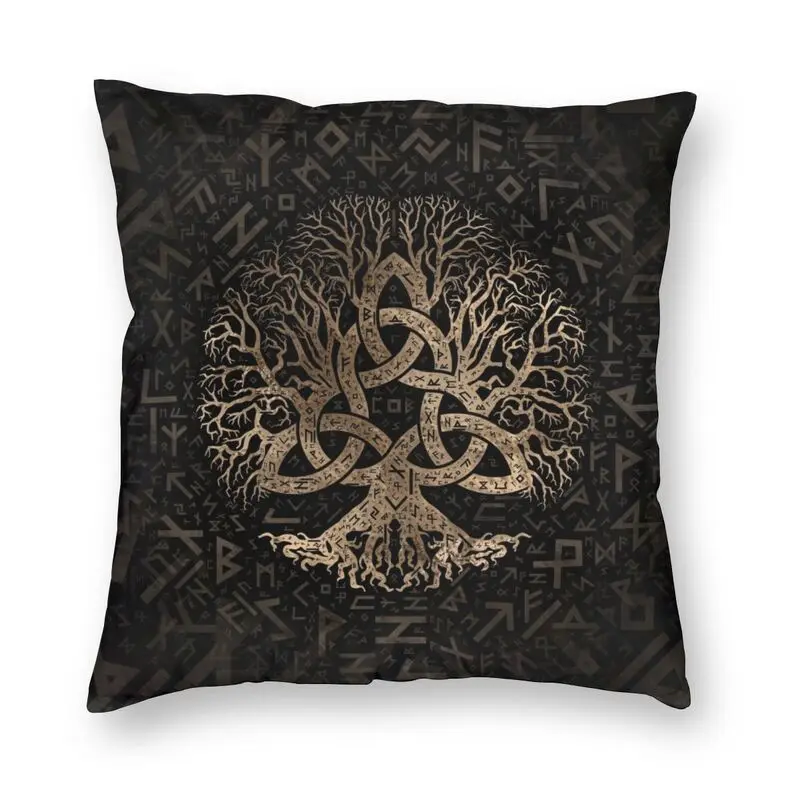 

Tree Of Life With Triquetra Viking Cushion Cover Print Vikings Valhalla Throw Pillow Case for Car Fashion Pillowcase Decoration