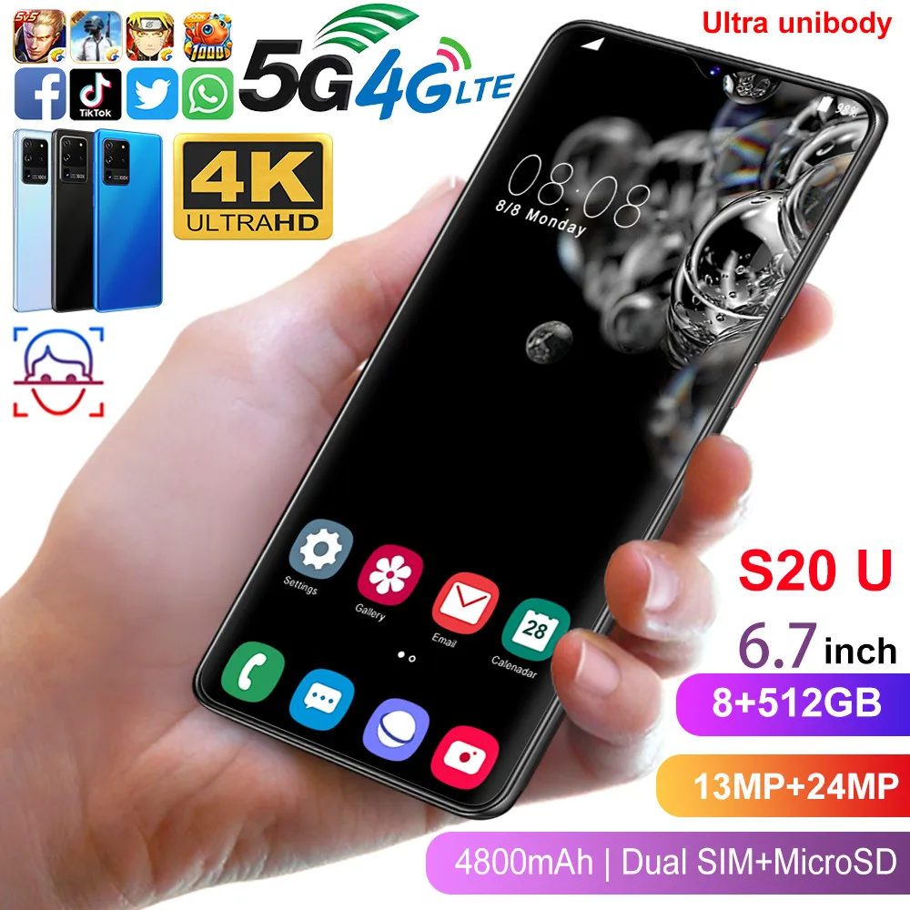 Смартфон S20U 3G телефоны MTK6799 Deca core 6 7 дюймов HD Мобильный телефон 1440*3040