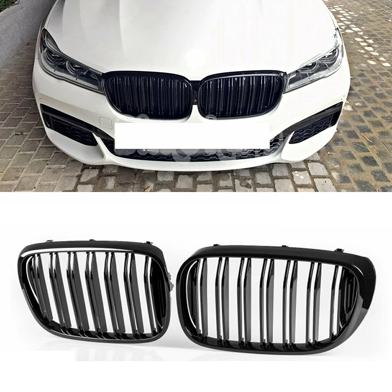 Car Glossy Gloss Black M Double Front Kidney Grill Grille Fit for BMW 7 Series G11 G12 16-19 | Автомобили и мотоциклы