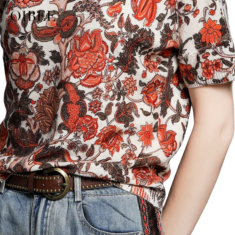 

OIBEE Fashion Printed Sweater Women's Fall 2020 Women's New Half High Neck Short Sleeve Base Shirt Top