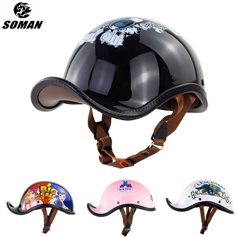 

Vintage Motorcycle Helmet DOT Approved Chopper Vintage Half Casco Moto Scooter Motorbike Riding Crash Helmet Half Face Capacetes