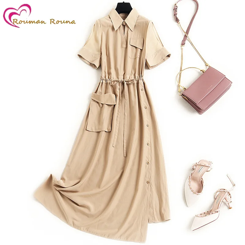 

Women's quality rayon dress 2021 summer new irregular temperament shirt skirt long skirt