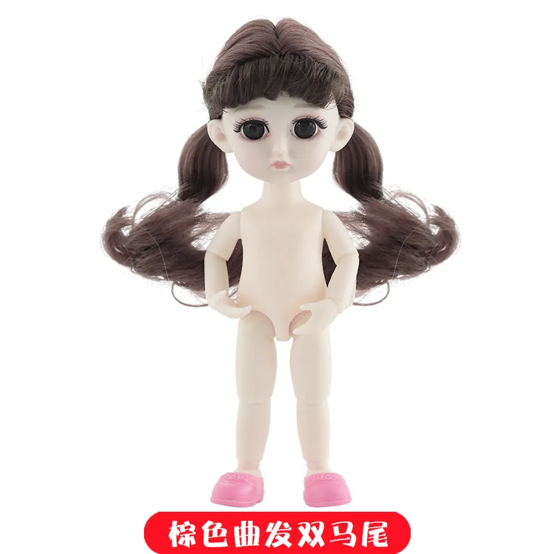 Brown F BJD 1/8 Dolls 13 Joint 15cm White Skin Baby Doll With 3D Eyes Naked Nude Body Dress Up Dolls Fashion DIY Toys for Girls Gift - Цвет: Brown F
