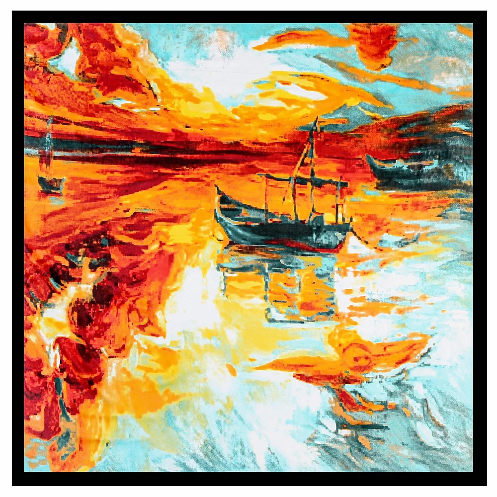 Van Gogh 90CM Generous Scarf Free Shipping Silk Fabric Women's Headscarf Wrap |