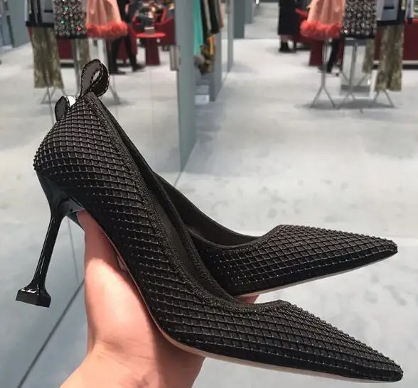 

Женские туфли с острым носком Moraima, туфли-лодочки на каблуке 10 см, сетчатые, в стиле пэчворк, вечерние туфли