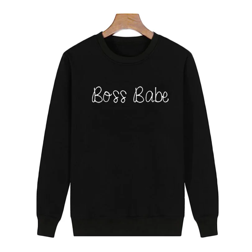 XINKAI2019 осень Для женщин Модный свитшот Boss Babe надписью мама жена Harajuku говоря черный