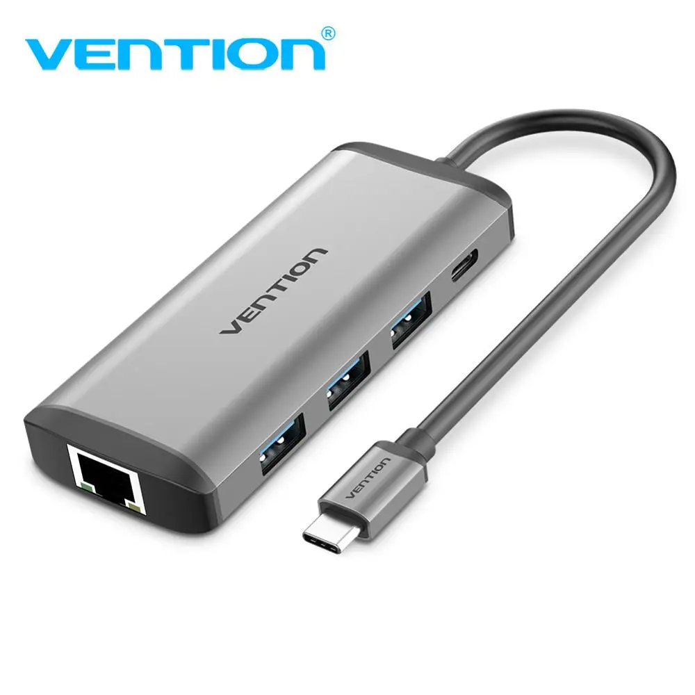 

Vention 8 in 1 Hub to RJ45 Gigabit Network Card Lan Adapter USB Ethernet for Android TV Set-top Box Laptop Windows 7 8 XP 10