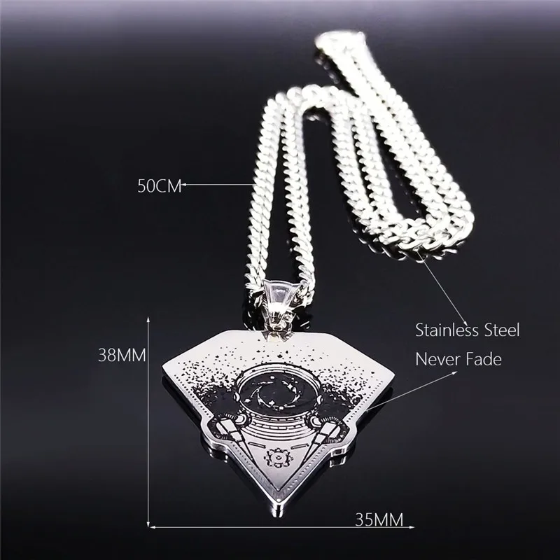 

2021 Astronaut Stainless Steel Chain Necklace for Women/Men Silver Color Statement Necklace Jewelry collares de mujer N4037S02