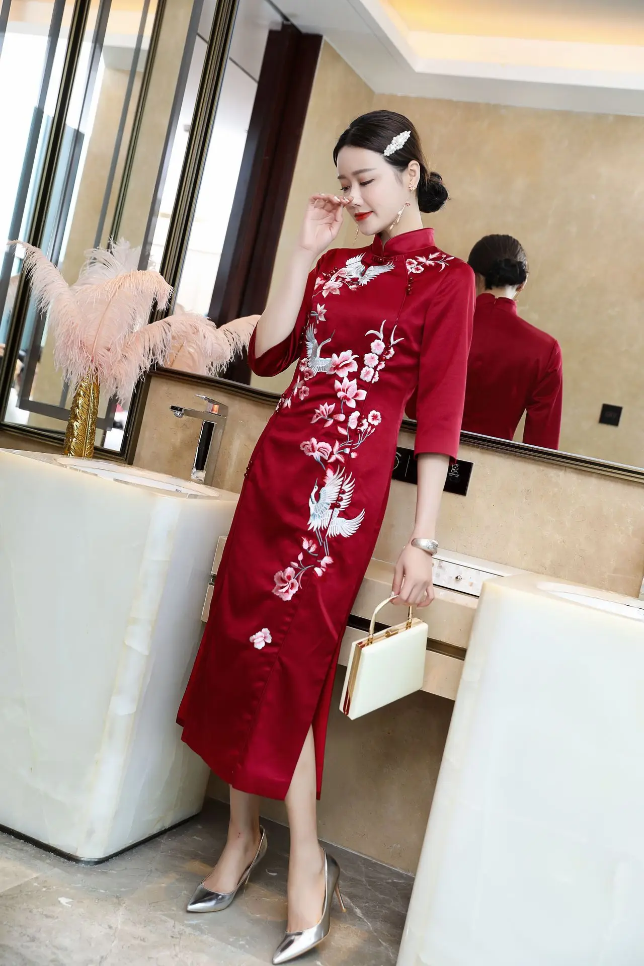 2021 Китайская одежда элегантные женские платья с вышивкой qipao | Тематическая и