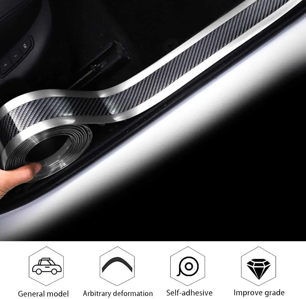 

Cars Bumper Strip Protectors Exterior Accessories Car Stickers 3D Carbon Fiber Rubber Protector Door Sill Sticker