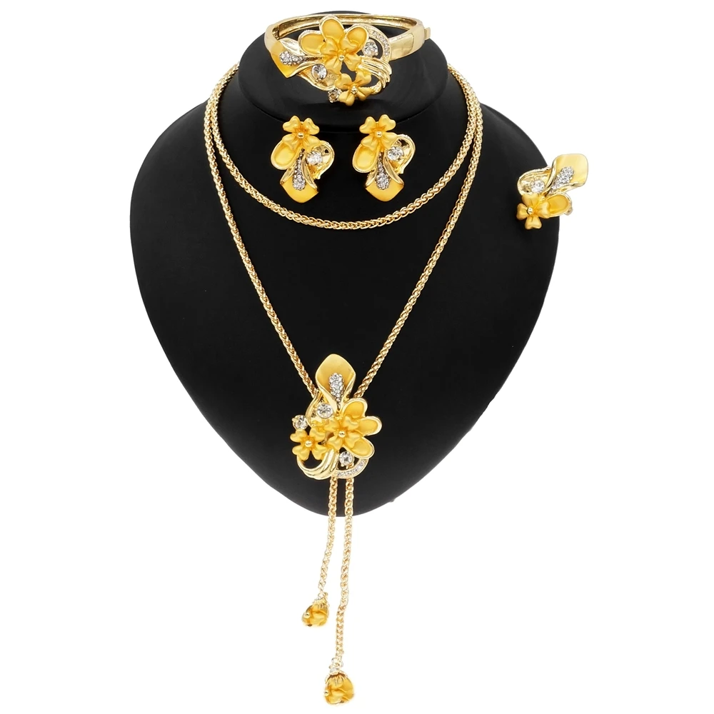 

Yulaili высококачественный Позолоченный Цветочный Графический ювелирный набор и длинное ожерелье Ювелирные наборы для арабских невест сваде...