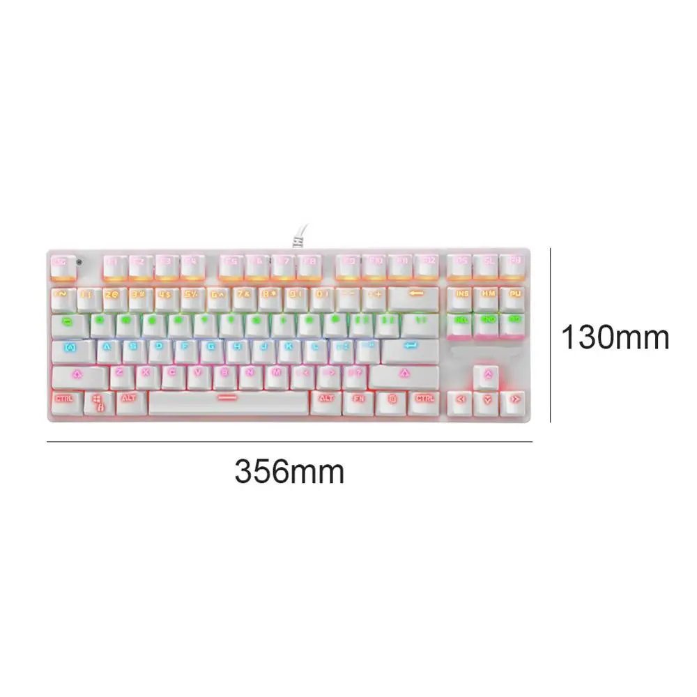 

917-10 87 Keys USB Wired Backlight Blue Switch Home Office Mechanical Gaming Keyboard Windows XP/7/8/10
