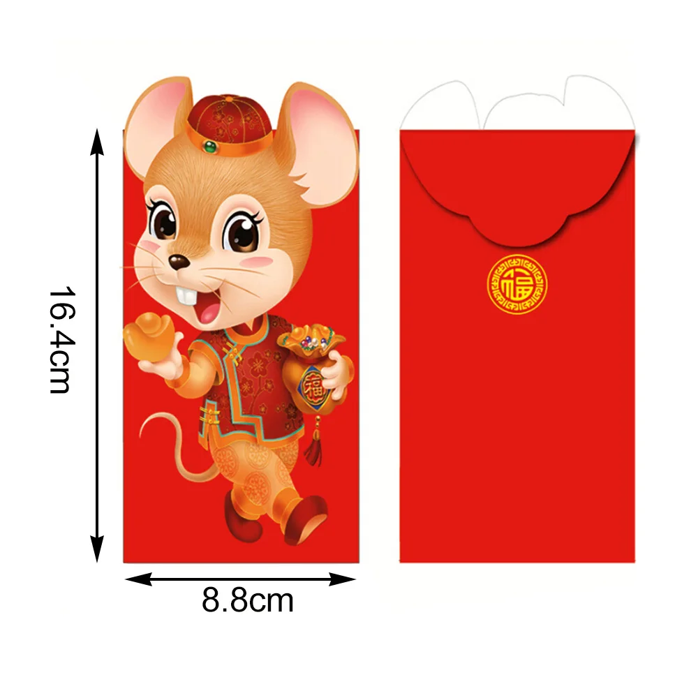 6 шт. 2020 красный конверт для денег с рисунком крысы новогодний кошелек сумка