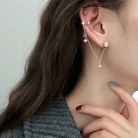trendy stud earrings for women silver 925 jewelry stars moon long line tassel ear studs earlobe piercing fine jewelry party gift