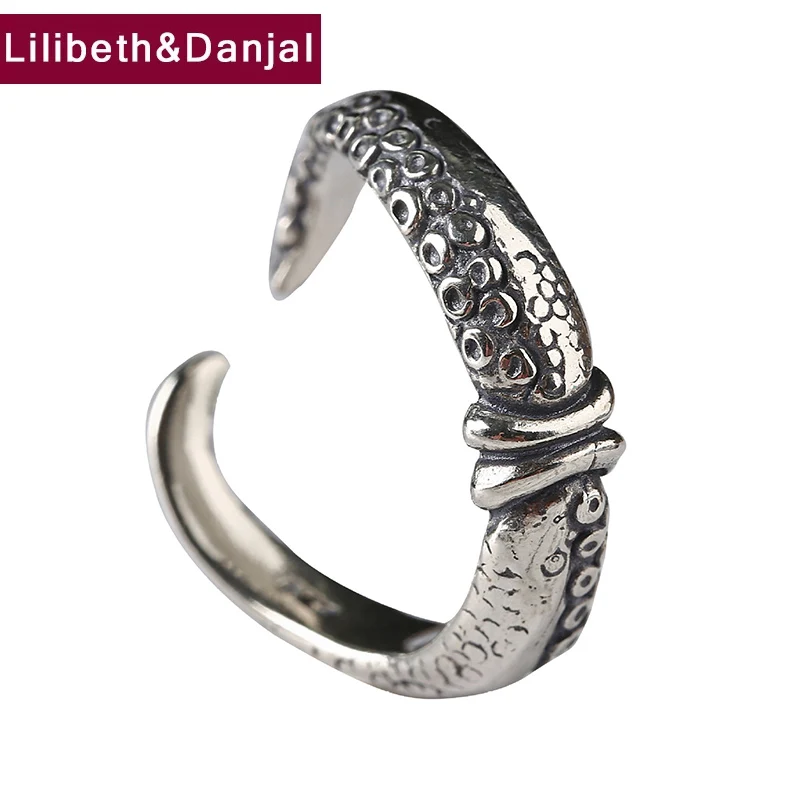 

Women Men Adjustable Ring Real 925 Sterling Silver Octopus Claw Vintage Fashion Fine Jewelry 2021 New Arrival Bague Femme R017
