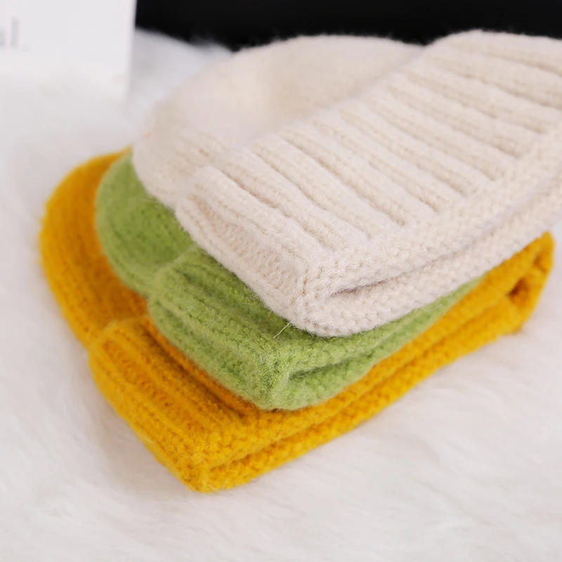 Шапка дыни одноцветная хлопок кроличья шерсть зимние шапки для женщин теплая