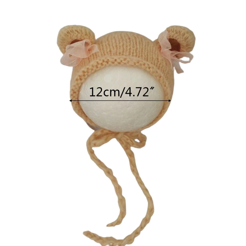 

Baby Cute Crochet Mohair Hat Bowknot Knitted Beanies Newborn Photography Props
