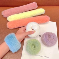winter girls cute candy colors simple plush scrunchie ponytail holder sweet hair ties gum fashion hair accessories
