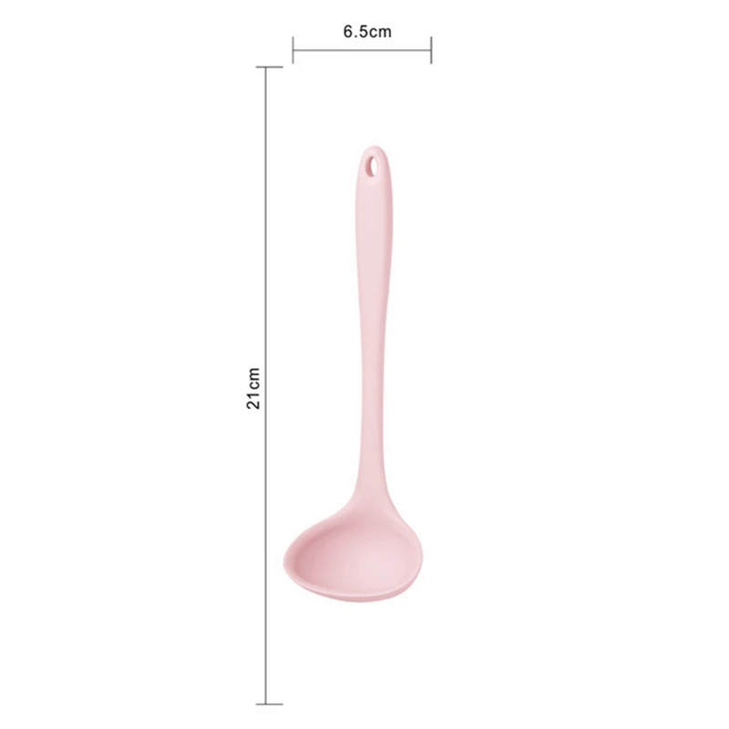 

Non-stick Silicone Ladle Soup Spoon Curved Handle Unbreakable Big Round Scoop for Dinner Creative Kitchen Dining Tool Tableware