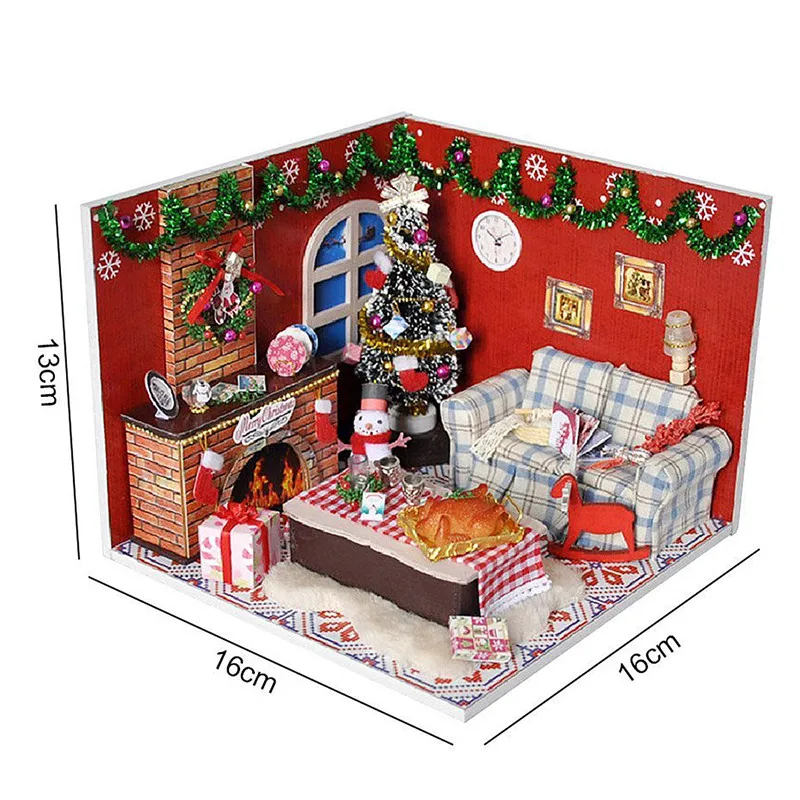 

DIY Miniature Dollhouse Furniture Carnival Night Wooden Dolls House With LED Light Kits Toys For Children Christmas Gift
