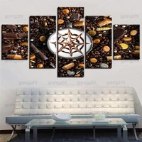 5pcs brown coffee beans milk coffee chocolate drink shop decoration wall painting custom frameless canvas printing poster