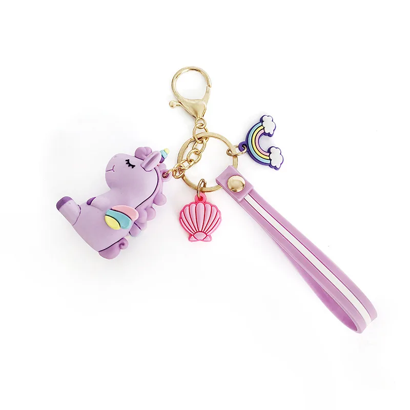 

Hot Selling Silicone Unicorn Doll Key Chain Couple Bag Key Ring Automobile Hanging Ornament Gift Wholesale