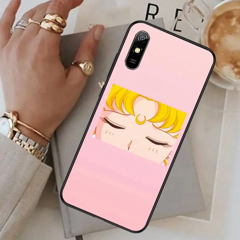 

Cute Cartoon blond girl Moon Phone Case For Xiaomi Redmi note 4 4X 8T 9 9s 10 K20 K30 cc9 9t pro lite max