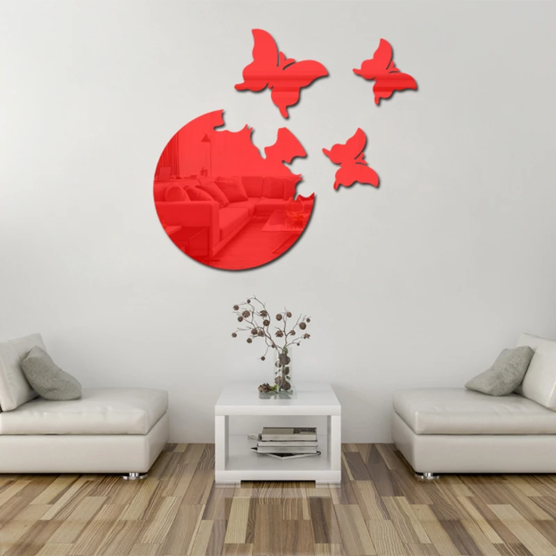 Зеркальная Настенная Наклейка бабочка наклейка настенное искусство съемное