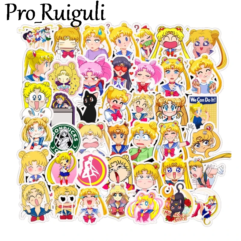 

50pcs Sailor moon Scrapbooking Stickers Packs Waterproof Skateboard Luggage Motorcycle Guitar Graffiti Kids decals pasters