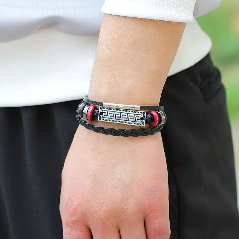 new women fashion multilayer Handmade Braided Genuine leather Bracelets bangles charming rope adjustable jewelry for Men | Украшения и