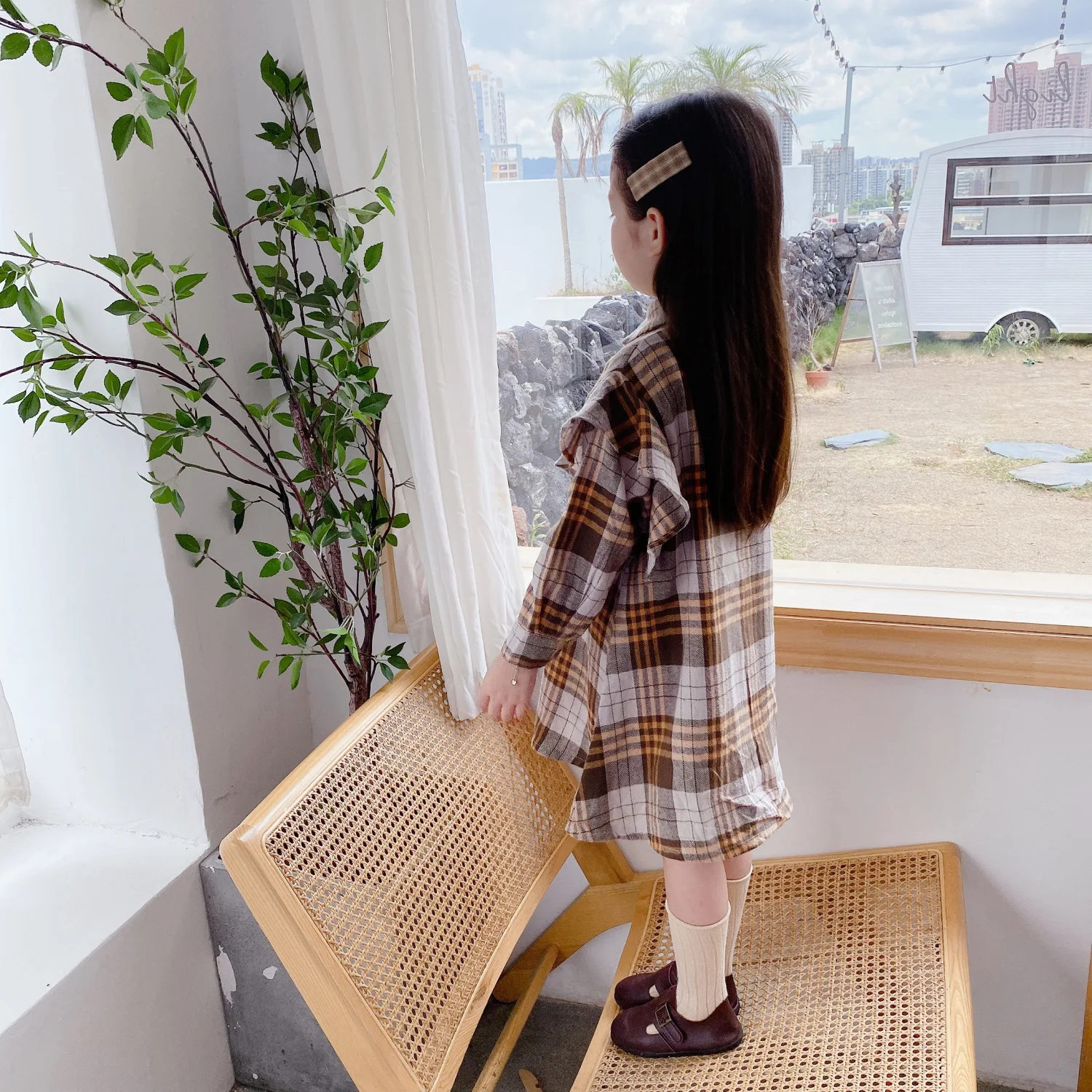 Рубашка и юбка для девочек 2020 г. новая стильная осенняя одежда детей клетчатое