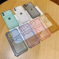 soft silicone shockproof phone caser for iphone 11 12 pro xs max x xr 7 8 plus se 2020 mini transparent wallet card slots cove