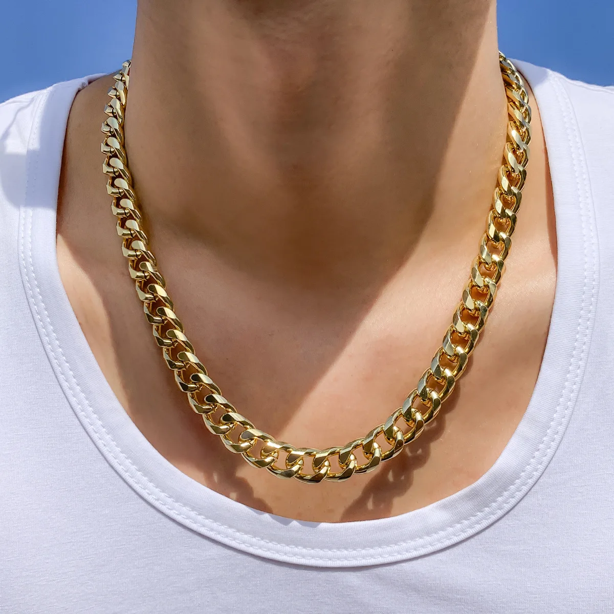 

Punk Rock Gold Cuban Link Chains Necklace Fashion Hiphop Jewelry Short Chains Rhinestones Iced Out Necklaces For Men Women