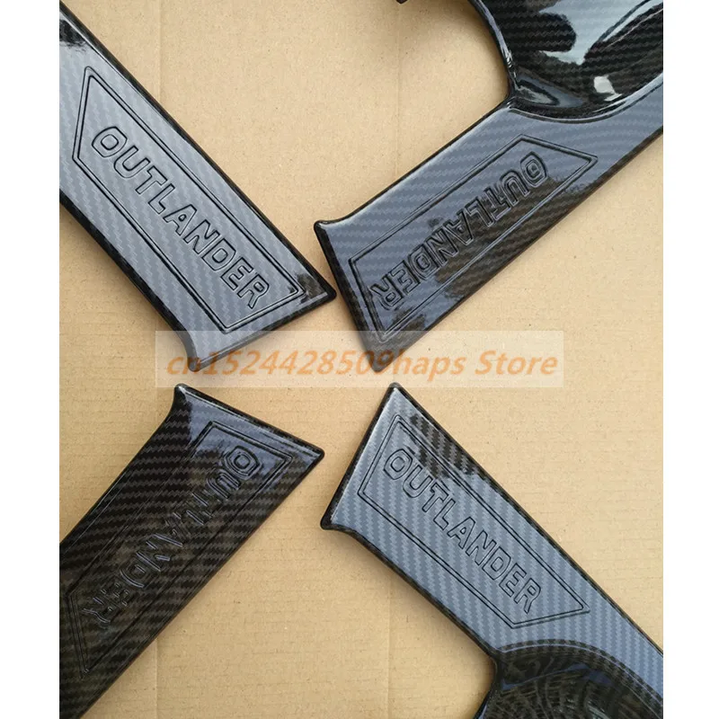 Карбоновая Накладка для автомобильной дверной ручки с принтом миски Mitsubishi Outlander