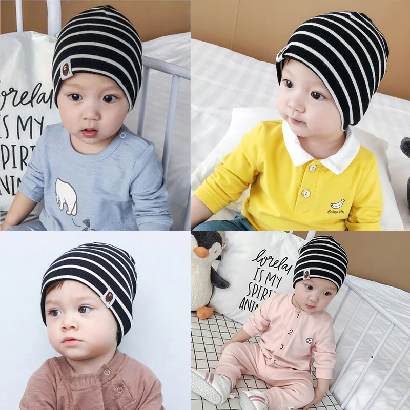 Вязаная шапочка для малыша новорожденных мальчиков и девочек полосатый тюрбан