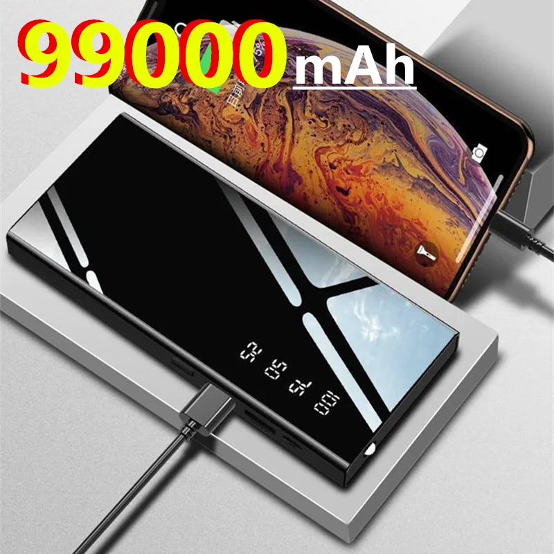 Power Bank 99000 мАч блок питания 10000 мА/ч 2USB зарядное устройство Портативный внешний