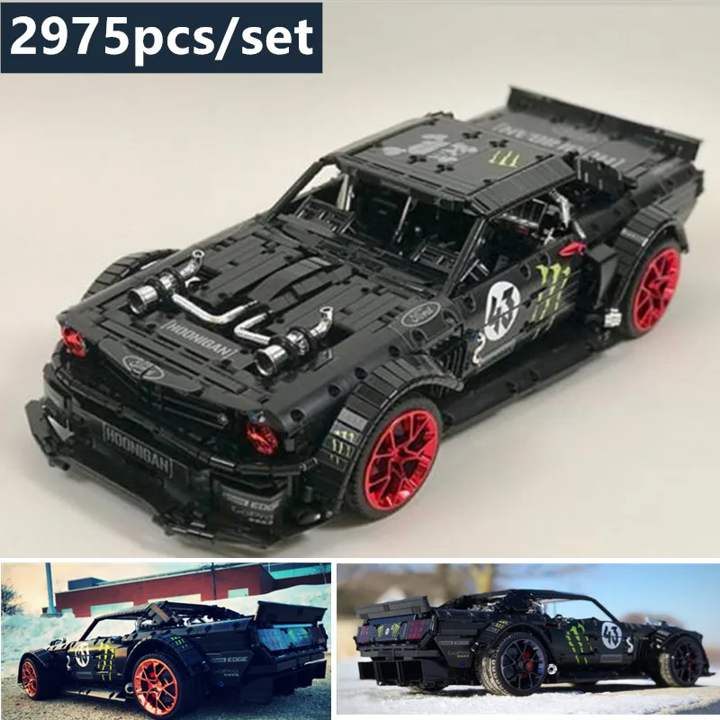 Новинка 1965 Ford Mustang Hoonicorn гоночное приспособление для автомобиля Technic MOC-22970 Совместимо с 20102 строительным блоком Кирпичи Детские игрушки подарок