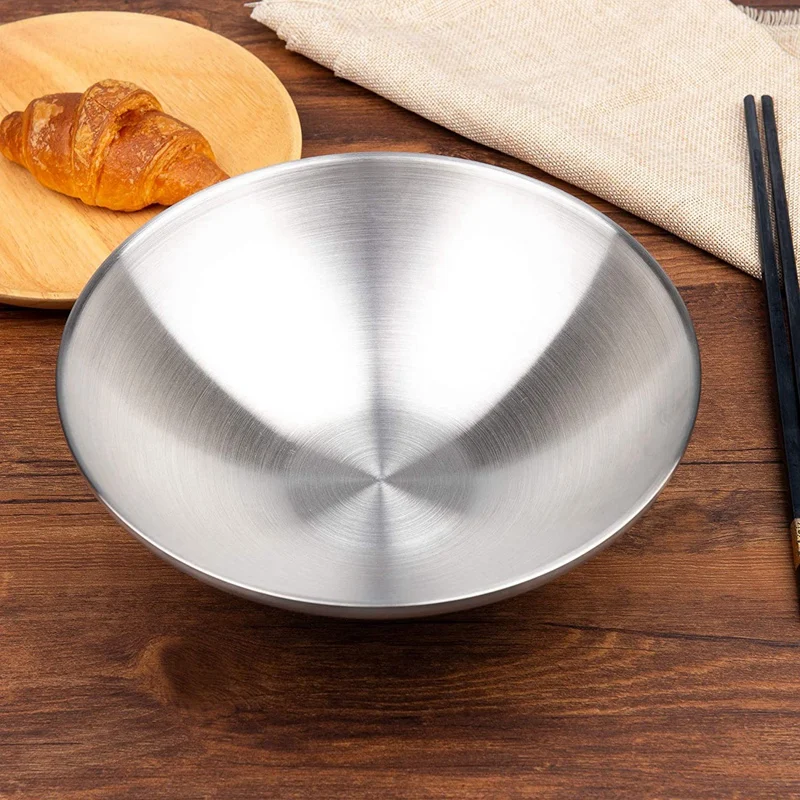 1 Pcs 304 Stainless Steel Double Layer Ramen Noodle Bowl with Spoon for Udon Soba Pho Pasta Salad Cereal (9.5-Inch) | Дом и сад