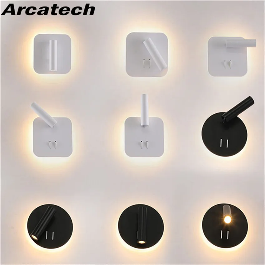 Спальня рядом с настенный светильник светодиодный переключателем для чтения