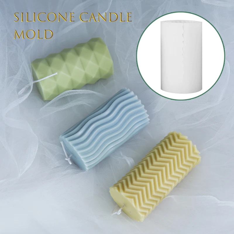 

Geometric Cylindrical Candle Mold Silicone Vertical Stripes Wax Mold Simple Columnar Aromatherapy Mould Candle Making Tool