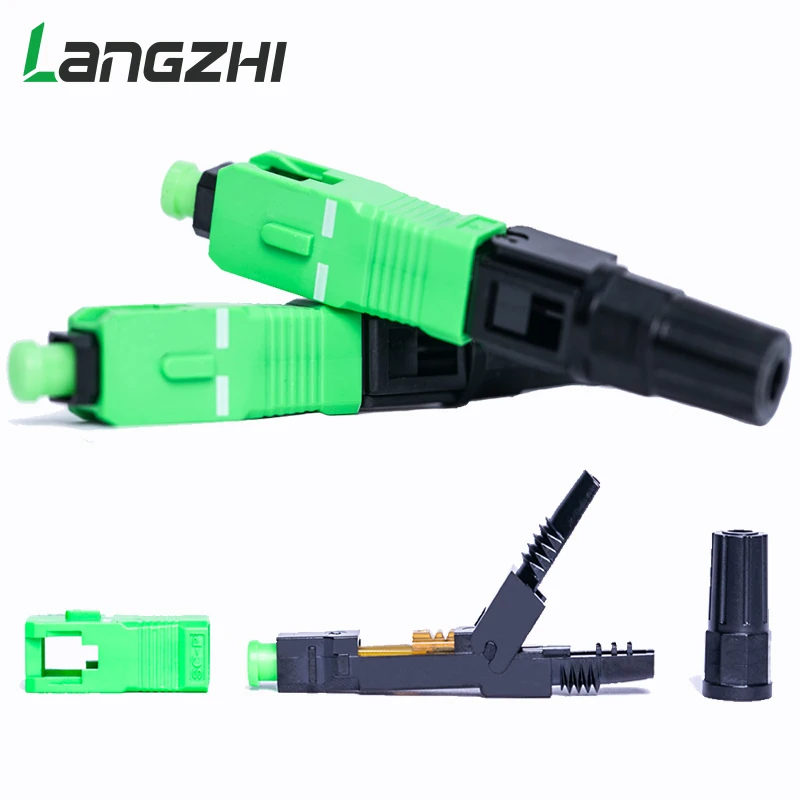 100 шт./кор. FTTH SC APC Одномодовый волоконно-оптический SC APC Быстрый разъем SC/APC FTTH волоконно-оптический Быстрый разъем волокна splicer Оптическое волокно