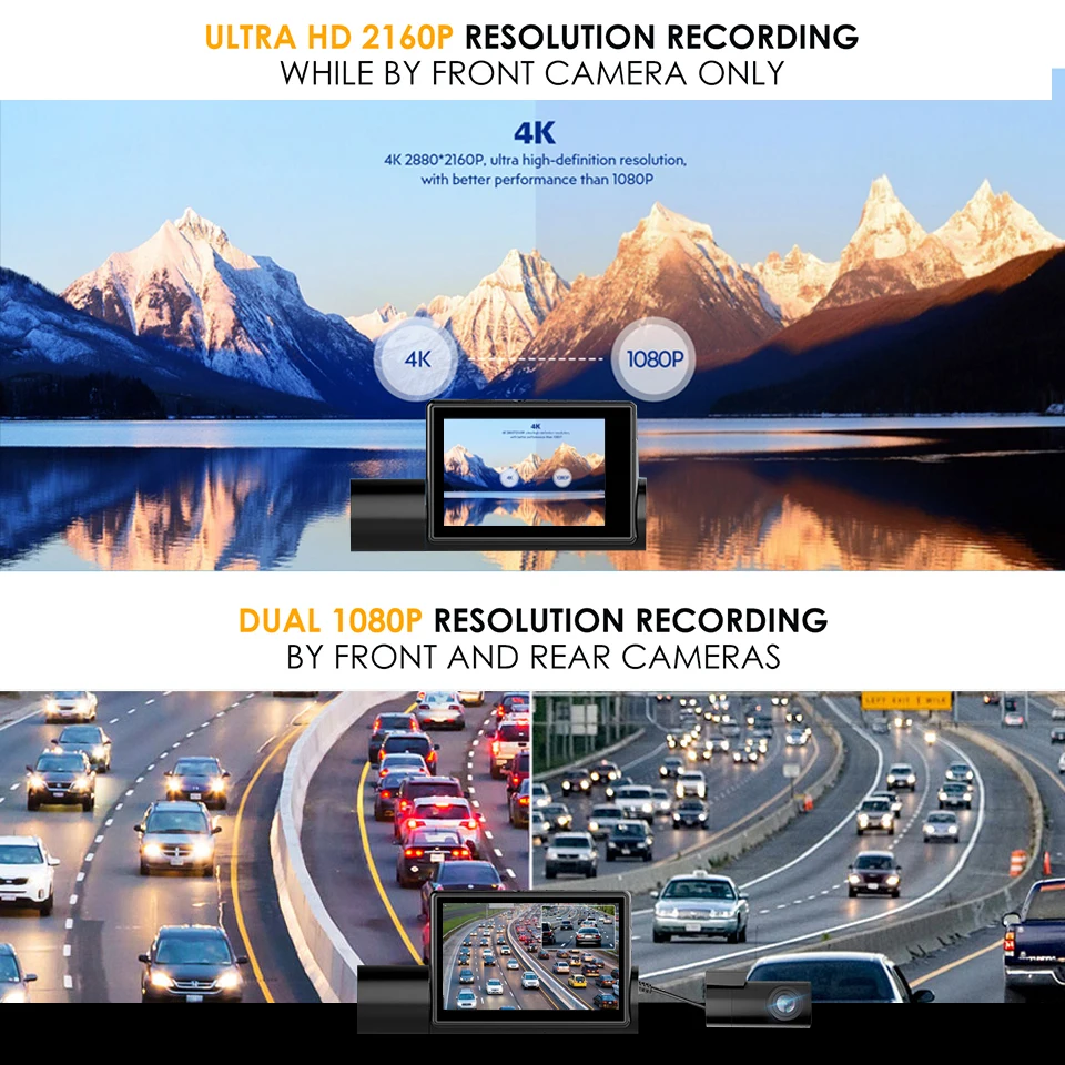 JIMI WiFi 4K передние и задние Dual Dash Cam JC02 2160P gps видео в режиме реального времени