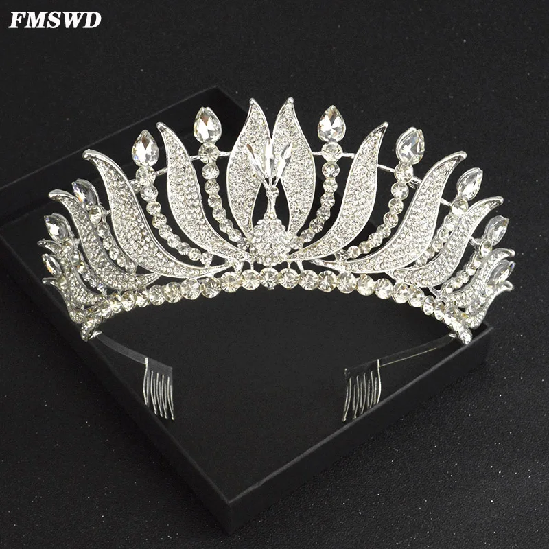 Женская расческа для волос FMSWD серебристого цвета с короной и кристаллами