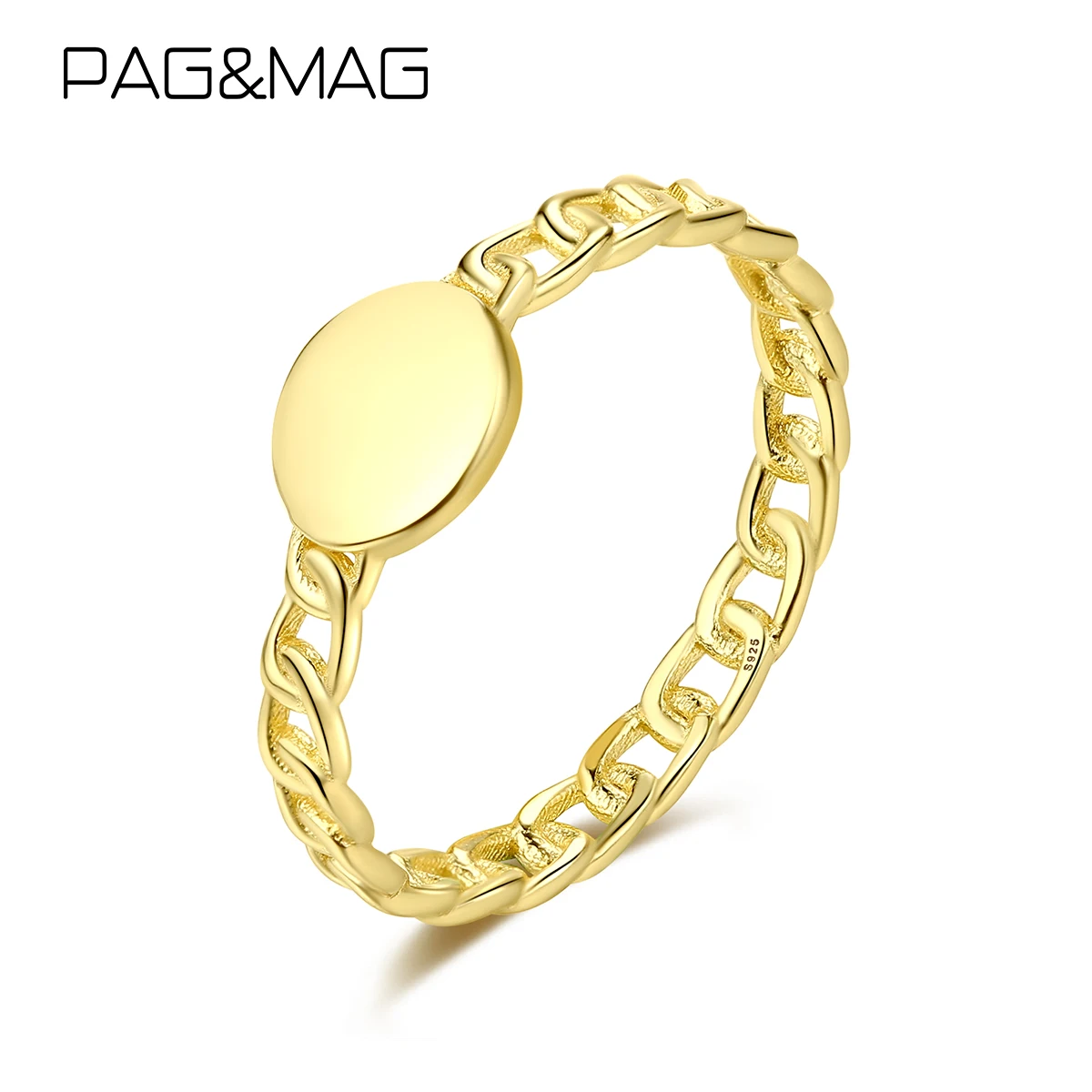 

Женские Простые Кольца PAG & MAG из стерлингового серебра 925 пробы, кольца из стерлингового серебра 14 к золотого цвета, модные ювелирные изделия