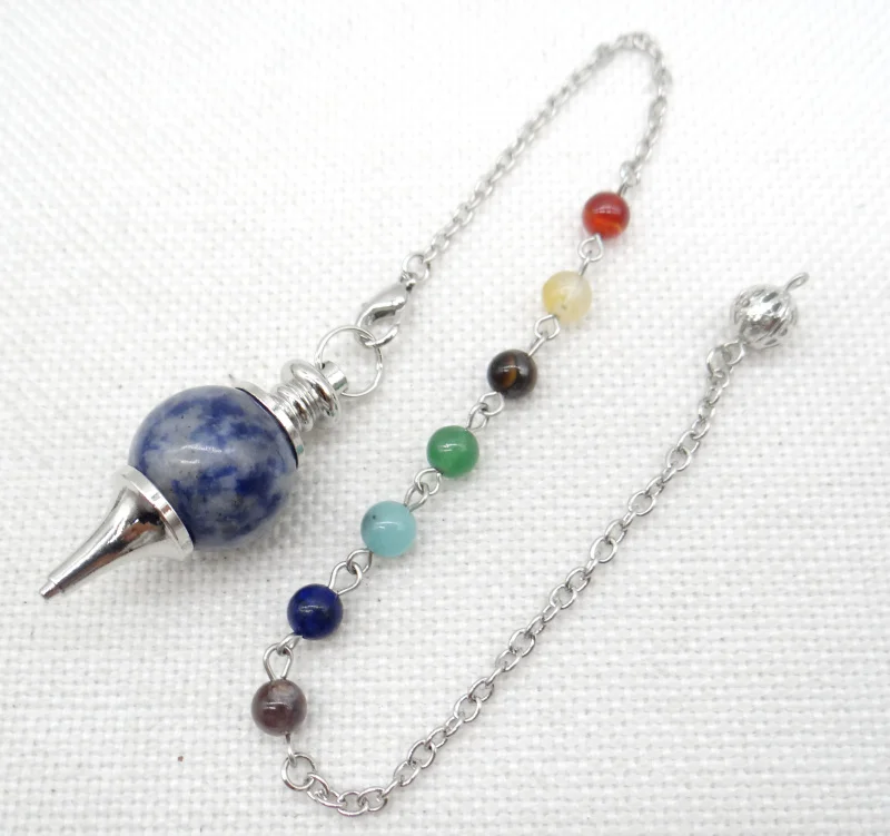 

Natural Quartz Crystal amethyst Gemstone 7 Chakra Reiki Healing bead Pendulum Pendant Pendulums For Dowsing Divination 8pcs
