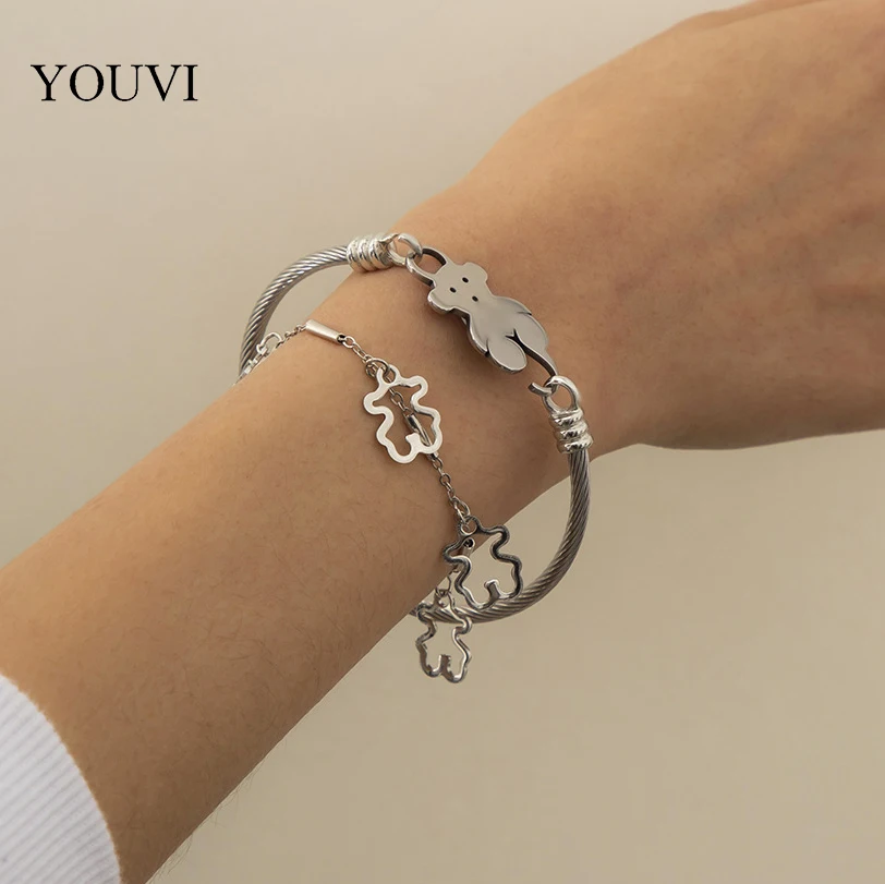 

YOUVI Titanium Steel Bracelet for Women Goth Gift Chain Bracelet Hand Chains Bangels Bracelets Jewelry 2021 Fashion Hand Set
