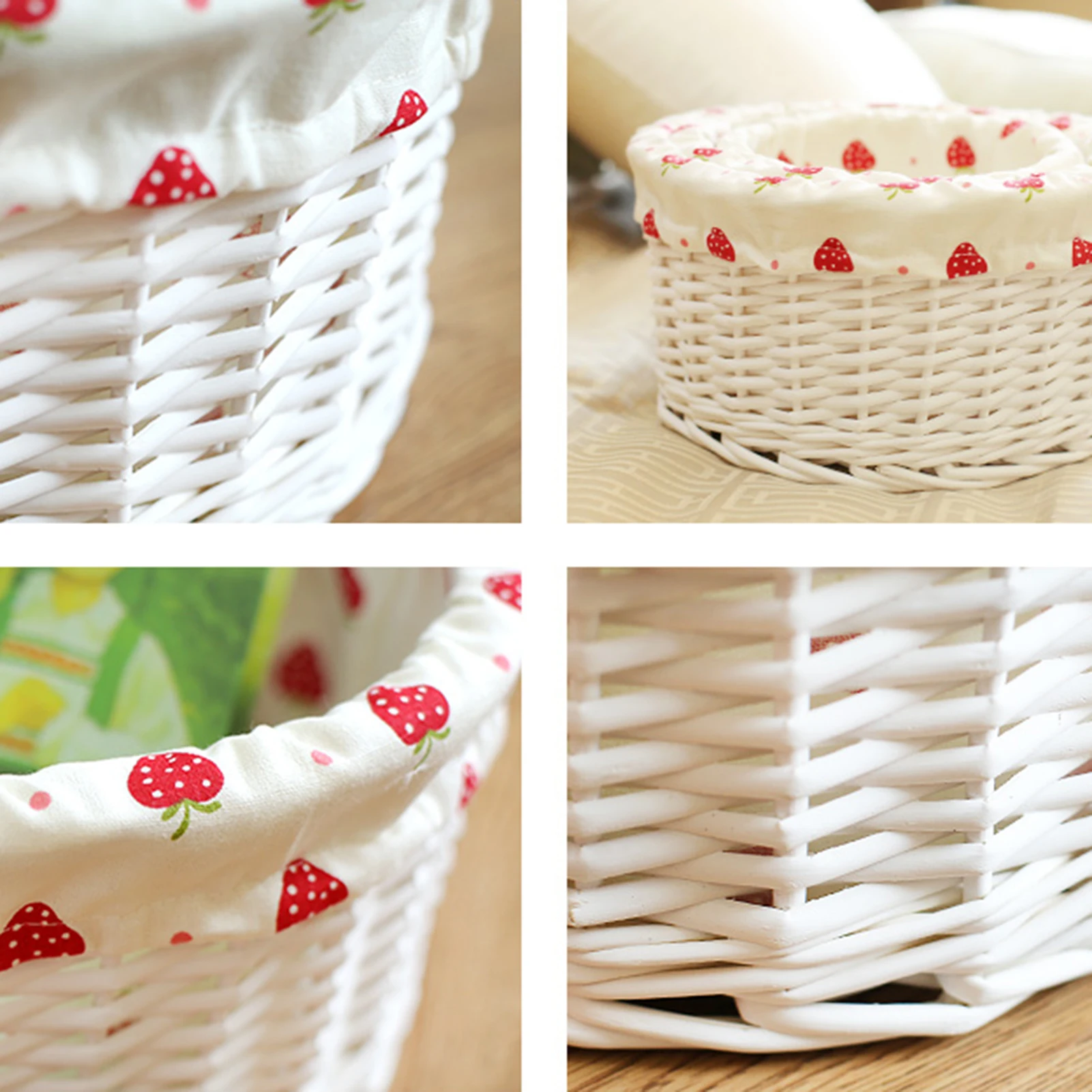 

Round Wicker Woven Desktop Storage Basket Large Jewelry Cosmetics Organizer Key Remote Storage Box